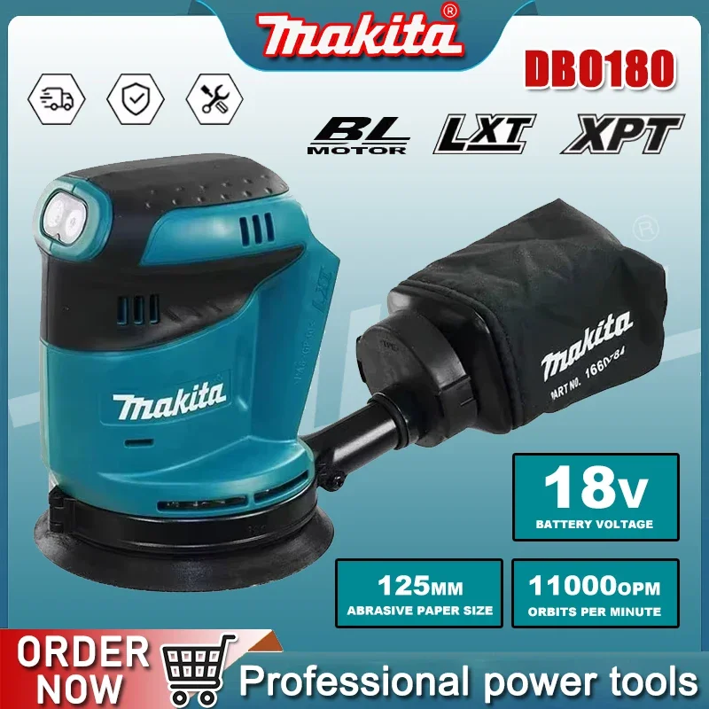 ماكيتا DBO180Z 18 فولت بدون فرش لاسلكي قابل لإعادة الشحن القرص عشوائي المداري ساندر النجارة الرملي المعجون تلميع أداة عارية