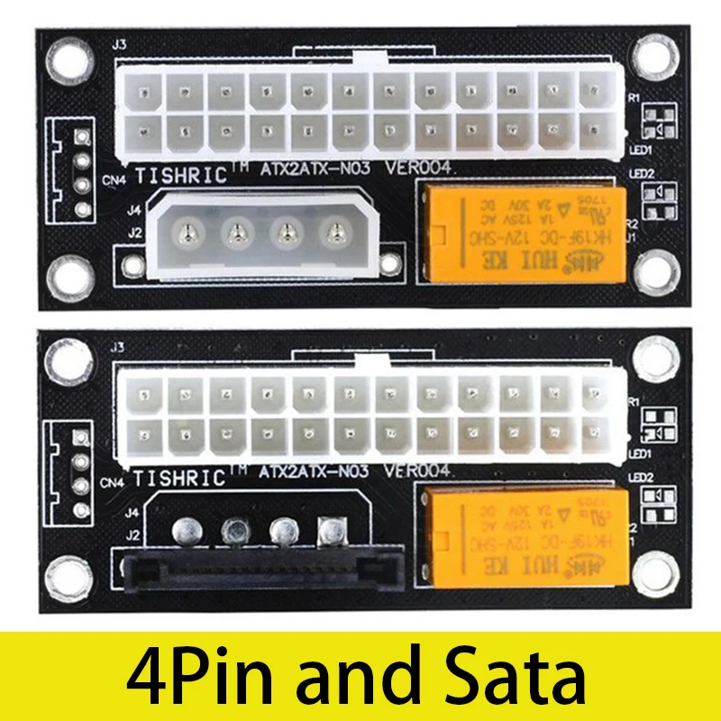 2 buah adaptor sinkronisasi catu daya PSU ganda hitam Add2psu ATX 24Pin ke 4pin kabel Riser konektor sinkron Molex