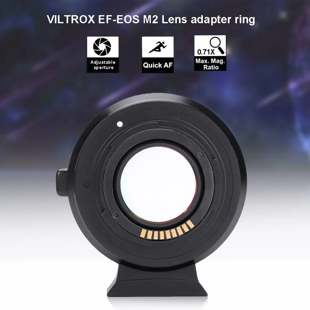 Viltrox EF-EOS M2 Adaptador de lente 0,71x reductor Focal adaptador de refuerzo de velocidad para lente Canon EF a cámara EOS EF-M M50 M5 M6 M200