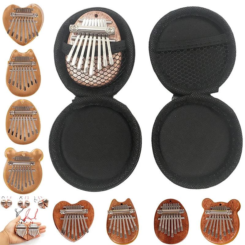 8 Keys Mini Kalimba Thumb Piano Finger Keyboard Pendant Mahogany Wooden Musical Box Musical Instrument Kalimba Bag Creative Gift