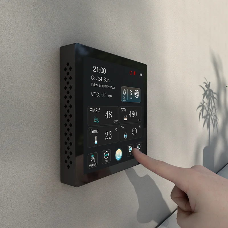 Intelligent AHU ERV HRV Controller With Temperature Humidity CO2 PM2.5 VOC Monitoring Ventilation Fan Controller