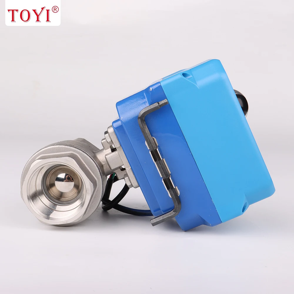 2-Way Stainless Steel Electric Actuator Ball Valve, AC220V, 1-1/4"-2", with Mechanical Switch Function