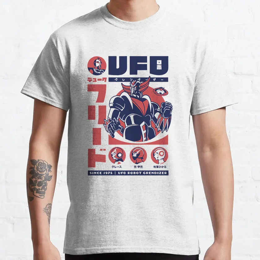 

326 Retro Grendizer ufo robot grendizer mecha anime super robot manga 100% cotton printed T shirt plus size men's clothing