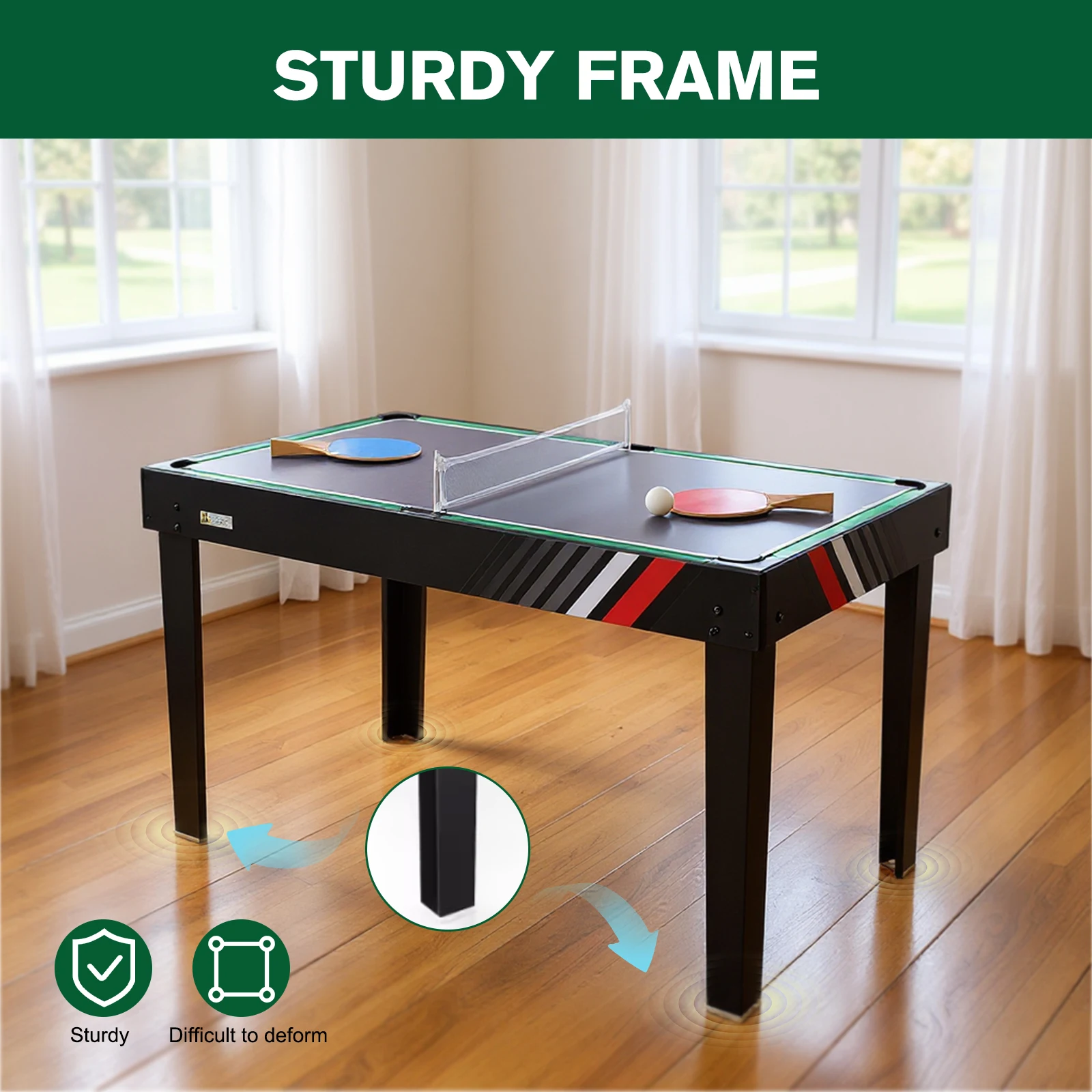 

4-In-1 Combo Game Table Set with Football Billiards Ice Hockey Table Tennis Combination Game Table Wear Resist for Kids Gift