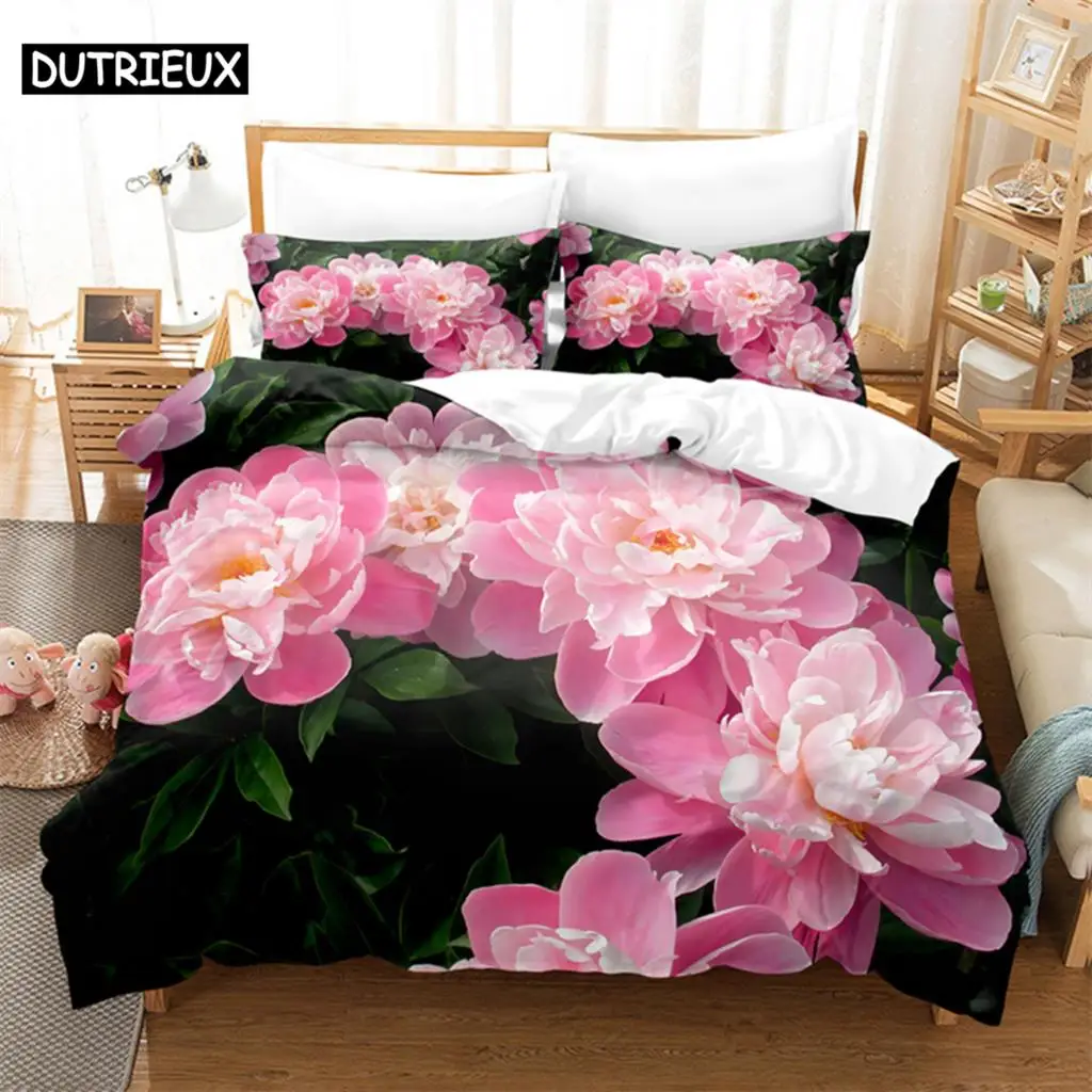 

Pink Flowers Queen Bedding Set Duvet Cover Set Bedding Comforter Bedding Sets Bed Linen King Size Duvet Cover Bedding Set