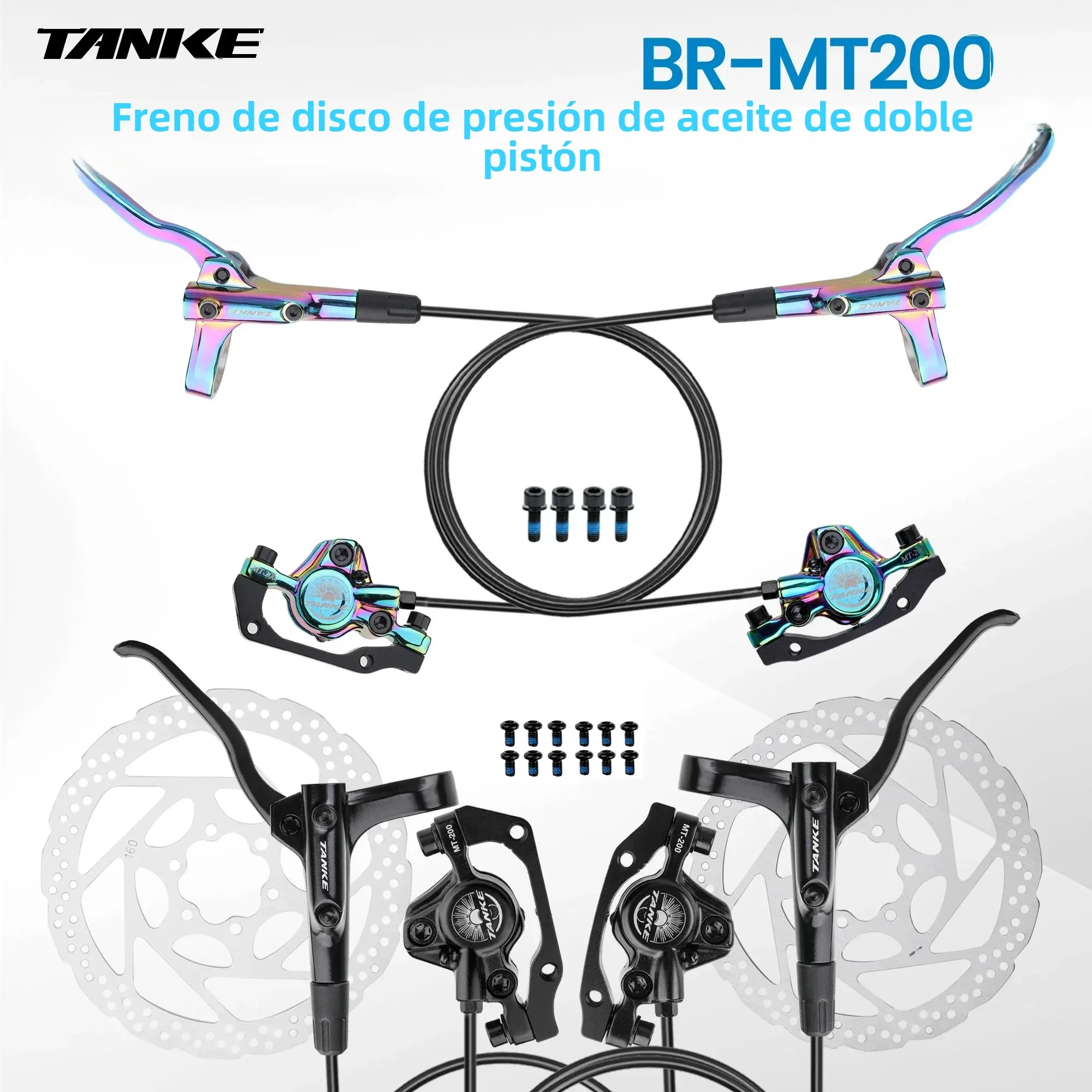 TANKE MT200 bicicleta freno de disco hidráulico MTB freno BL BR 800/1600mm freno de bicicleta 2 pistones 3 dedos palanca de acero piezas de bicicleta actualización