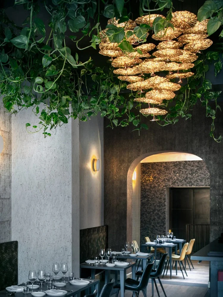 Gold Foil Process Pendant Lights Textured Understated Luxury Home-applicants Led Dimmble Lightings Suspension For Living Room