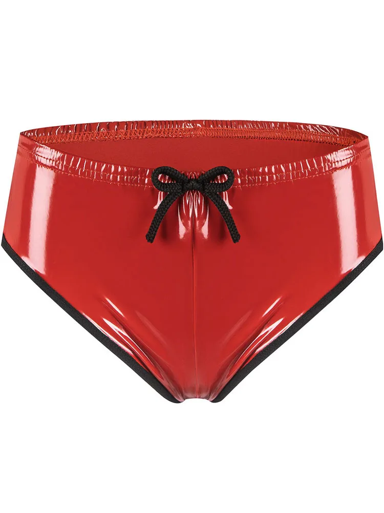 Wet Look PVC Elastic Waist Shorts Shiny PU Leather High Cut Trunks Tights Hot Sexy Mini Bermudas Pole Dance Clubwear Short Brief
