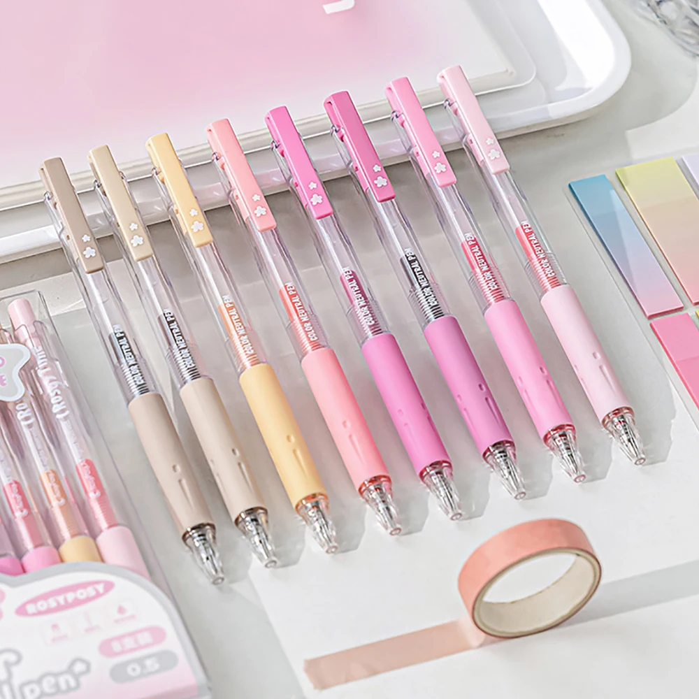 8pcs Seasonal Series Neutral ปากกา Rose ดอกไม้สีระบบปากกาอุปกรณ์สํานักงานเครื่องเขียนนักเรียนของขวัญ