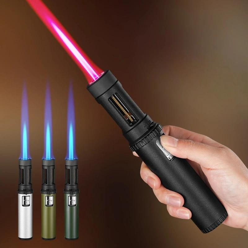 360° Large Firepower Direct Airbrush Gun Windproof Circulation Inflatable Lighter Blue Flame Red Flame Personalized Creativity