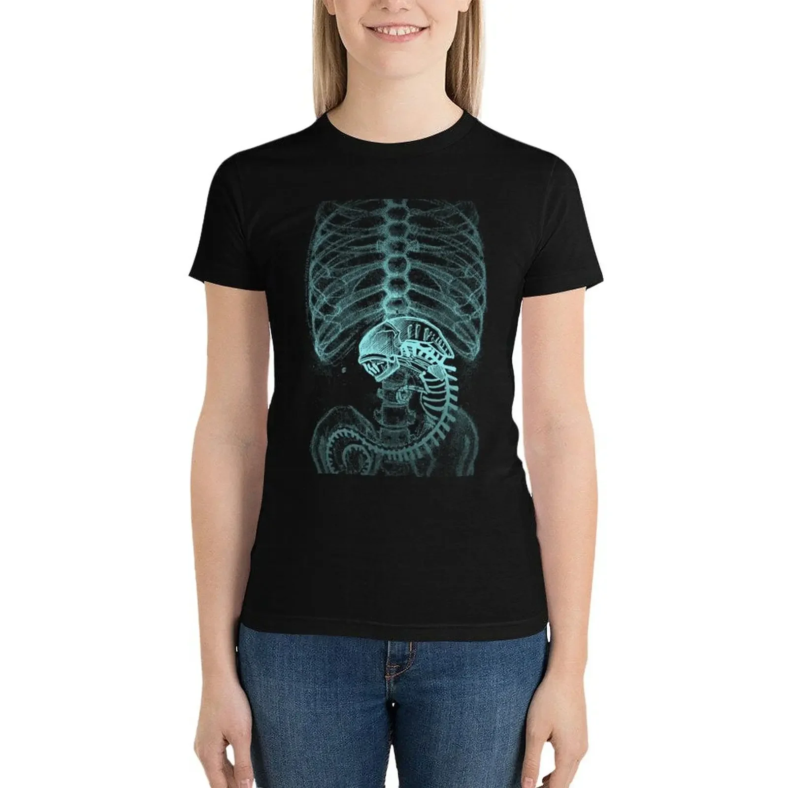 Classic Radiography, Alien T-Shirt tees Short sleeve tee female t-shirt dress for Women long