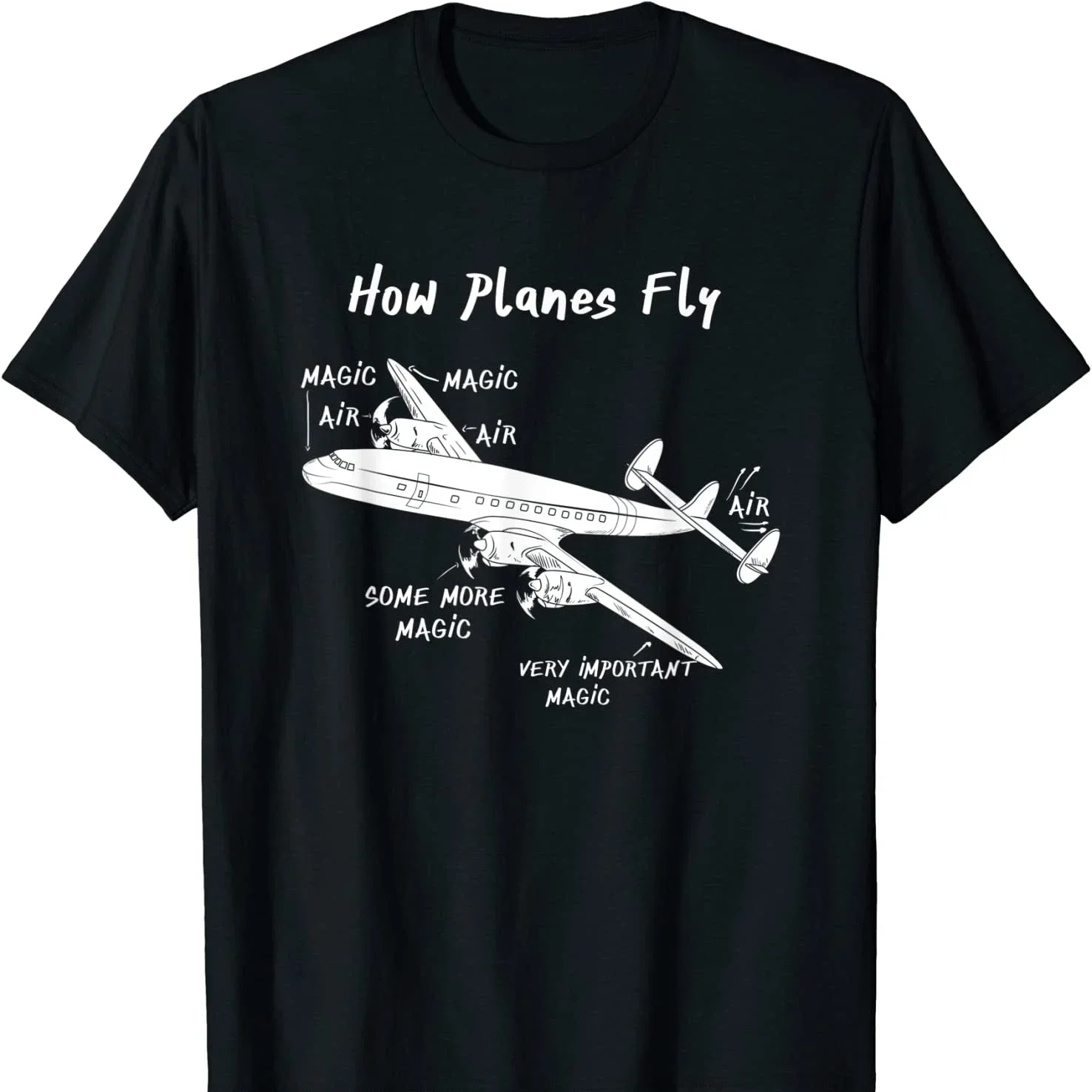 

How Planes Fly Funny Aviation Engineer Pilot Graphic Cotton Crew Neck T-Shirt Casual Trip