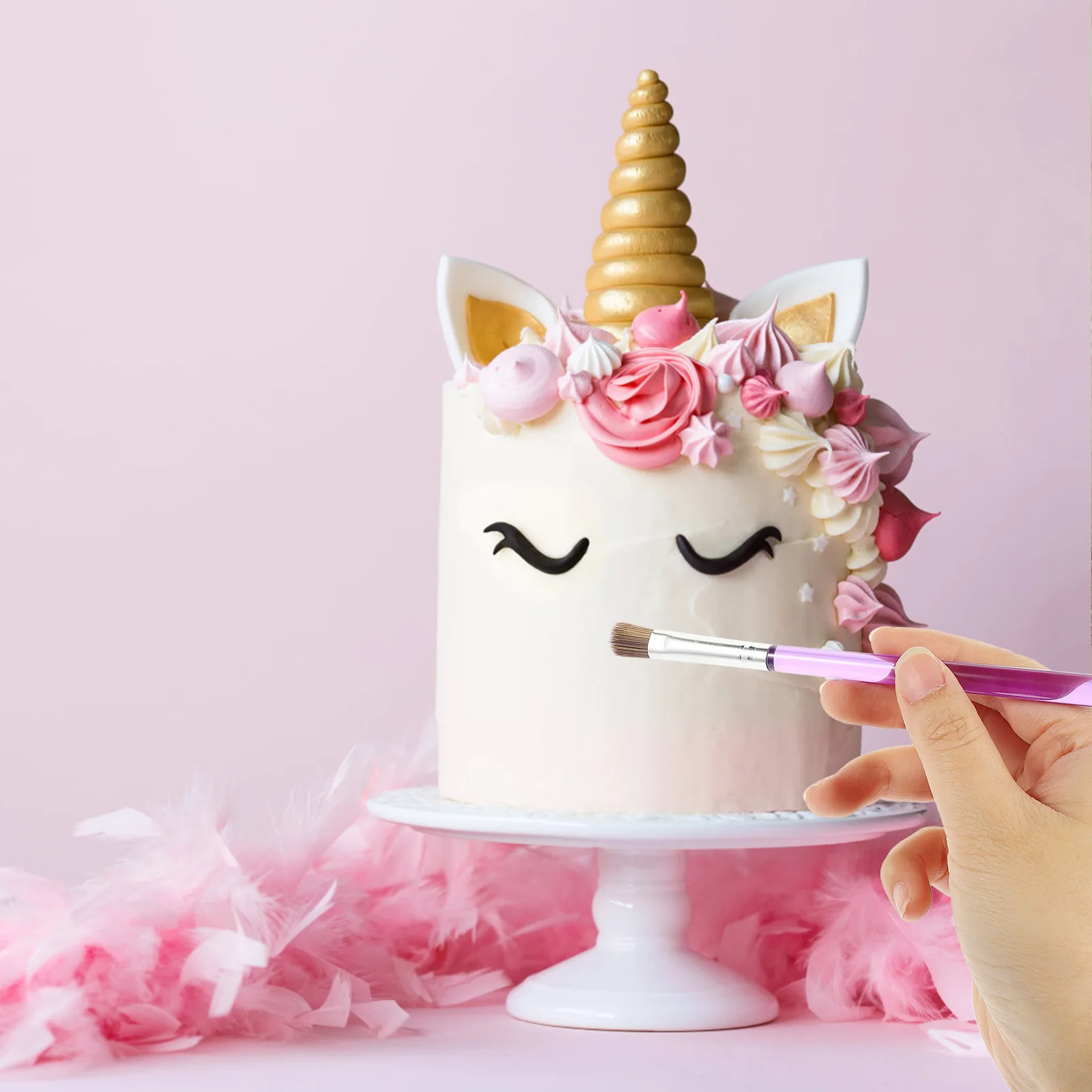 

5 Pcs Cake Paint Brushes Fondant Pastry Decoration Tools Multifunction Decorating Plastic Plus Nylon Thin Kit