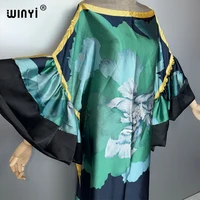 WINYI Robe de soirée d'été à manches bouffantes, Abaya de luxe de Dubaï, Kaftan ample imprimé pour femme, Vêtement musulman, Robe de plage 6