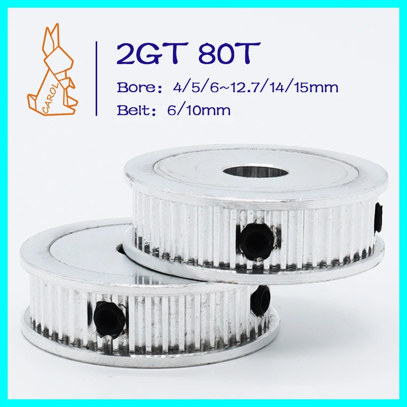 80Teeth 2GT Idler Timing Pulley Bore 4/5/6~12/14/15mm 3D Printer Parts Belt Width 6/10mm 80T Idler Pulley GT2 Tensioning Wheels