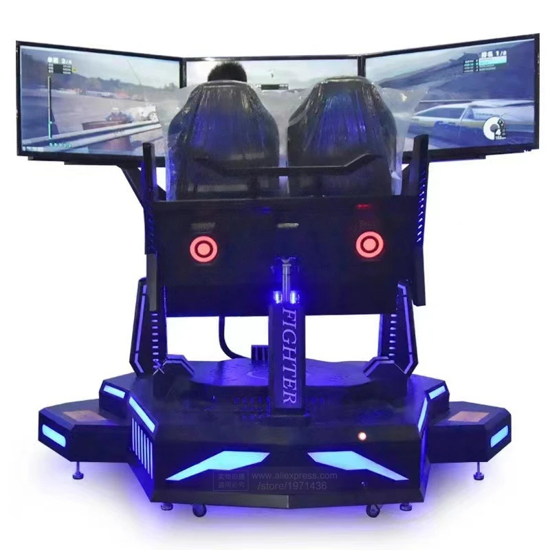 Cheap Racing Chair Car Driving Simulator Amusement Park Rides 3 Screens 2 Seats 9d VR Virtual Reality Video Arcade Game Machine