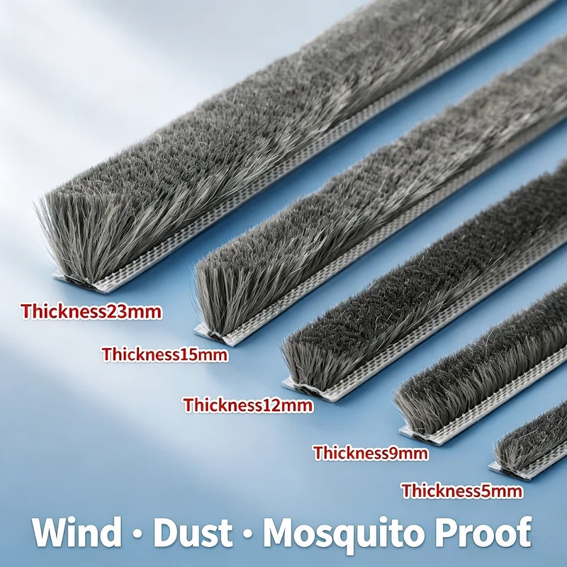 Dense Fine Fiber Wool Pile Seal Strip Sliding Door Window Weatherstripping No Odor Soundproof Wind Dust Proof Brush Weatherstrip