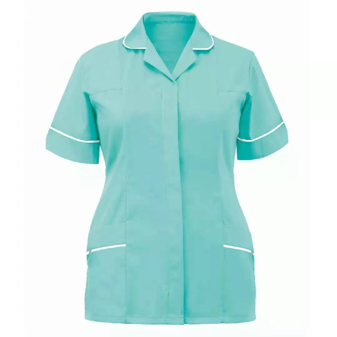 Enfermeira esfrega uniformes médicos assistente dental workwear colthes cirúrgicos salão de beleza pet hospital camisas de enfermagem estiramento ht025