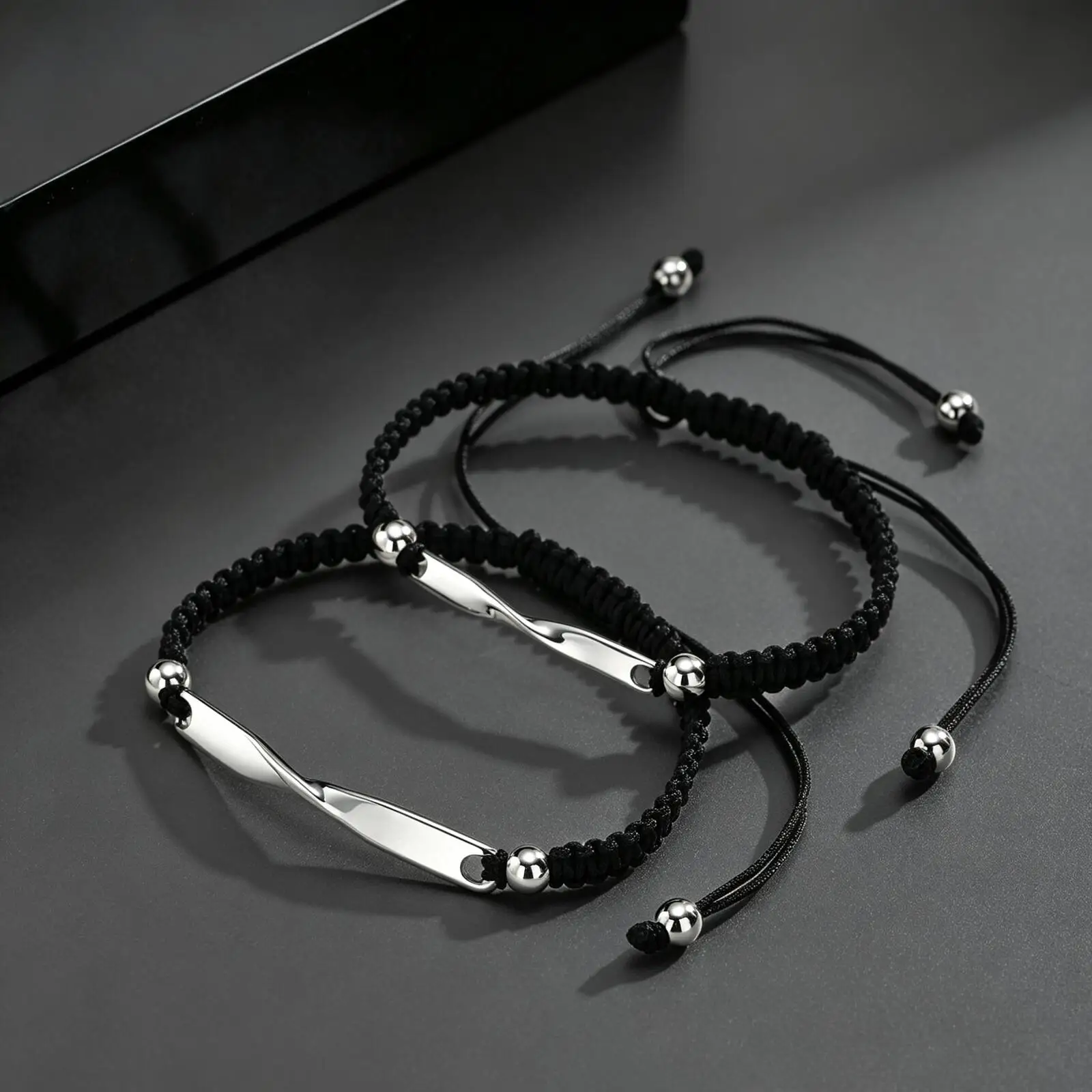 Möbius Paar-Armband für Männer und Frauen, Wasserdichtes Edelstahl-Nylonseil Gewebtes Verstellbares Armband, Jubiläumsgeschenk – Detail 3