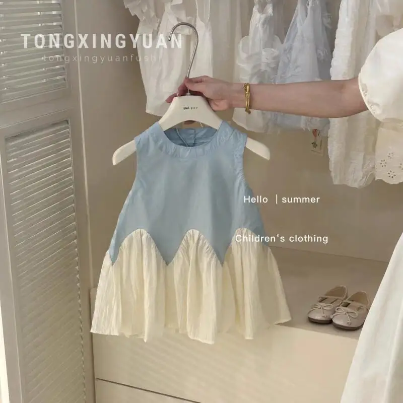 

Комплект повседневной одежды Kawaii 2026: модный жилет и платье-русалка с кружевной отделкой для девочек, в балетном стиле, корейская принцесса