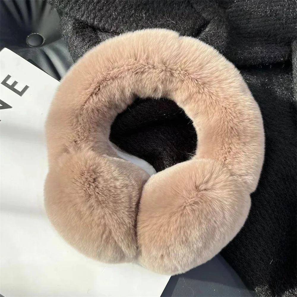 Real Fur Earmuffs Winter Russian Women Genuine Rex Rabbit Fur Earmuff Fashion Lovely Natural Fur Warm Earflaps Wholeasle Retail