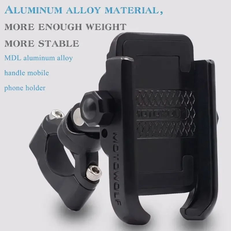 Alumínio Alloy Motorcycle Phone Holder, guidão modificado, espelho retrovisor universal, bicicleta titular, novo