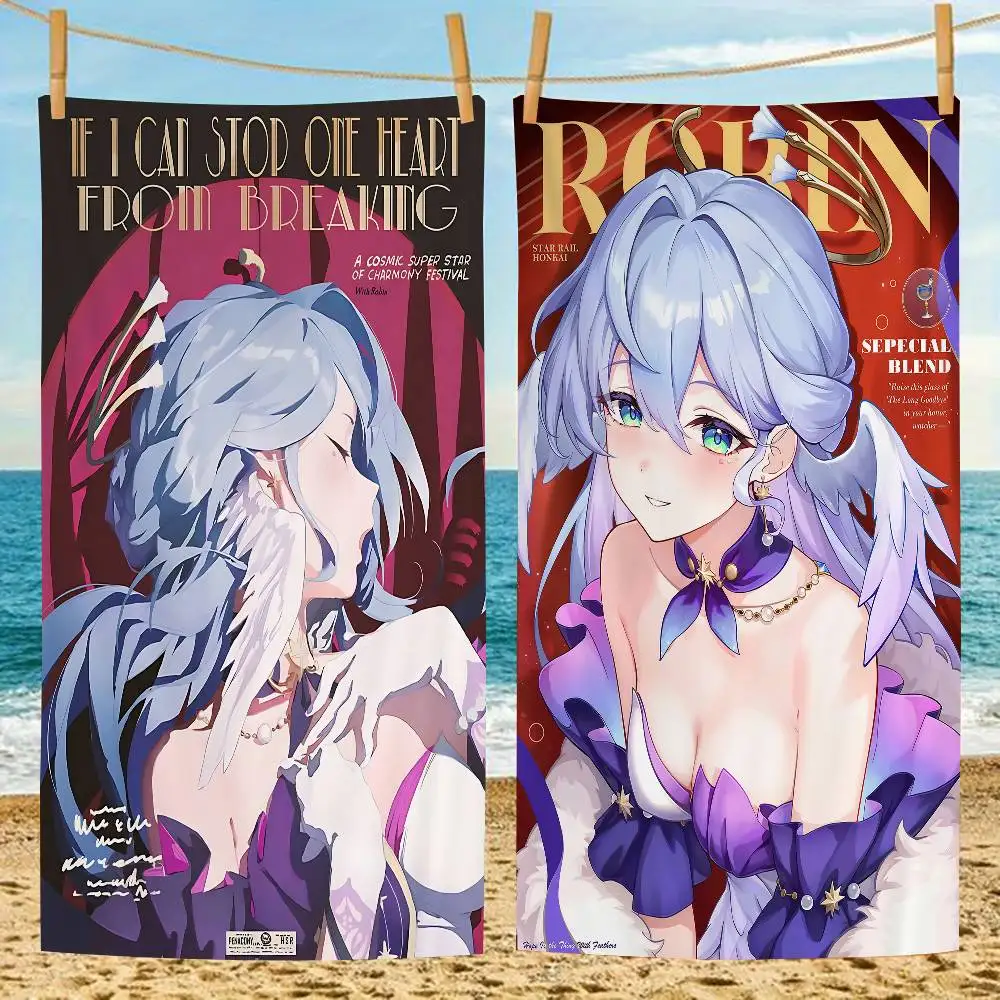 

Honkai Star Rail Robin Beach Towel Colorful Bath Towels For Girl Microfiber Quick Dry Custom Sand Free Beach Yoga Spa Gym Pool