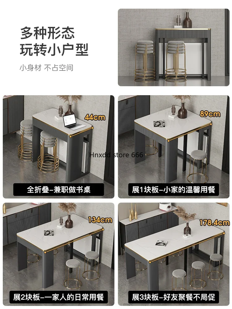 Small apartment modern simple light luxury solid wood dining table dining table and chair combination rectangular narrow