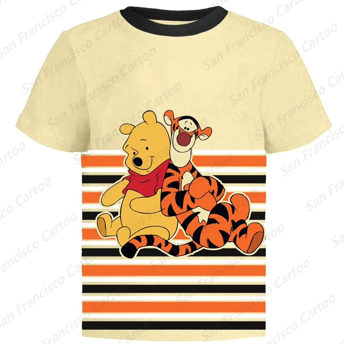 2024 New Summer Disney Winnie the Pooh Honey Jar 3D Printed T-Shirt Tigger Eeyore Pig Short Sleeve KID/Adult Cute Cartoon Top