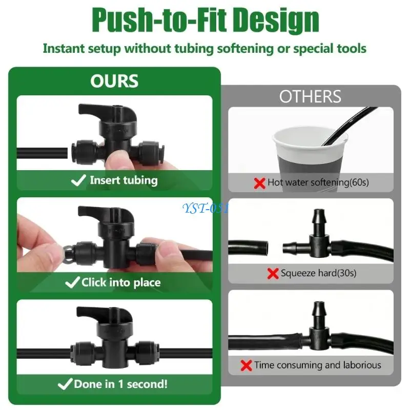 E15A 10Lots Drips Emitters Valves Secure Locking Clip 2 Way Ball Valves For Adjustable Flows Control In Agricultural Projects