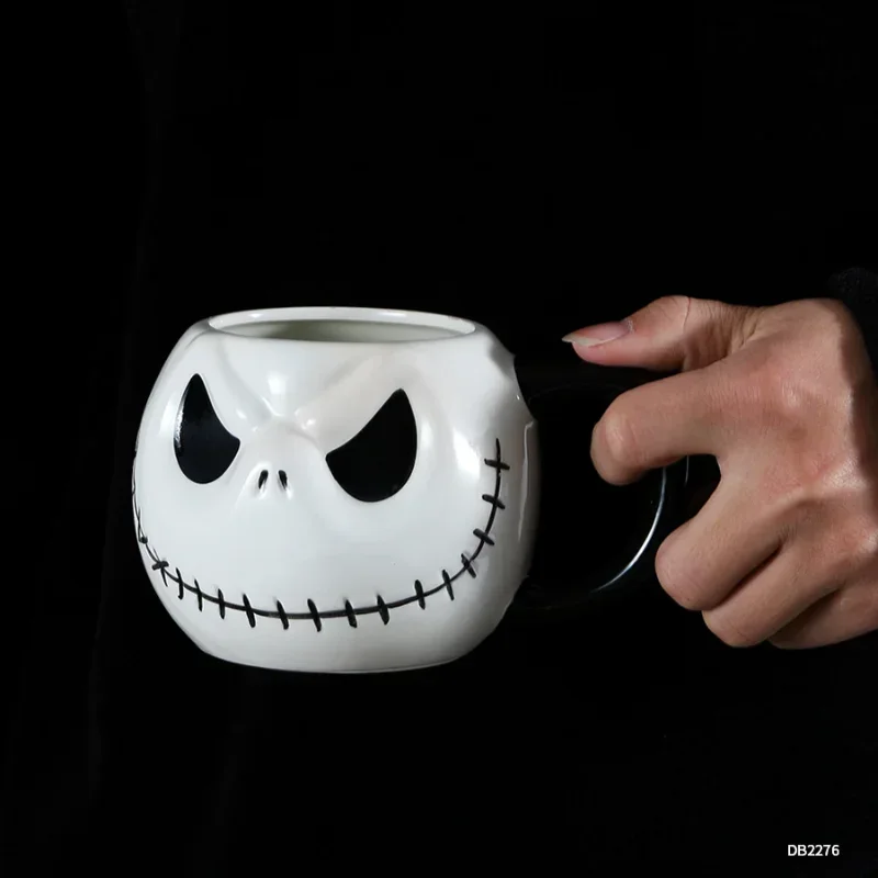 Halloween Skull Cup with Handle, Lidless Ceramic Cup, Funny Water Cup Mocha Cup 600ML Personalized Custom Creative Modeling Mug