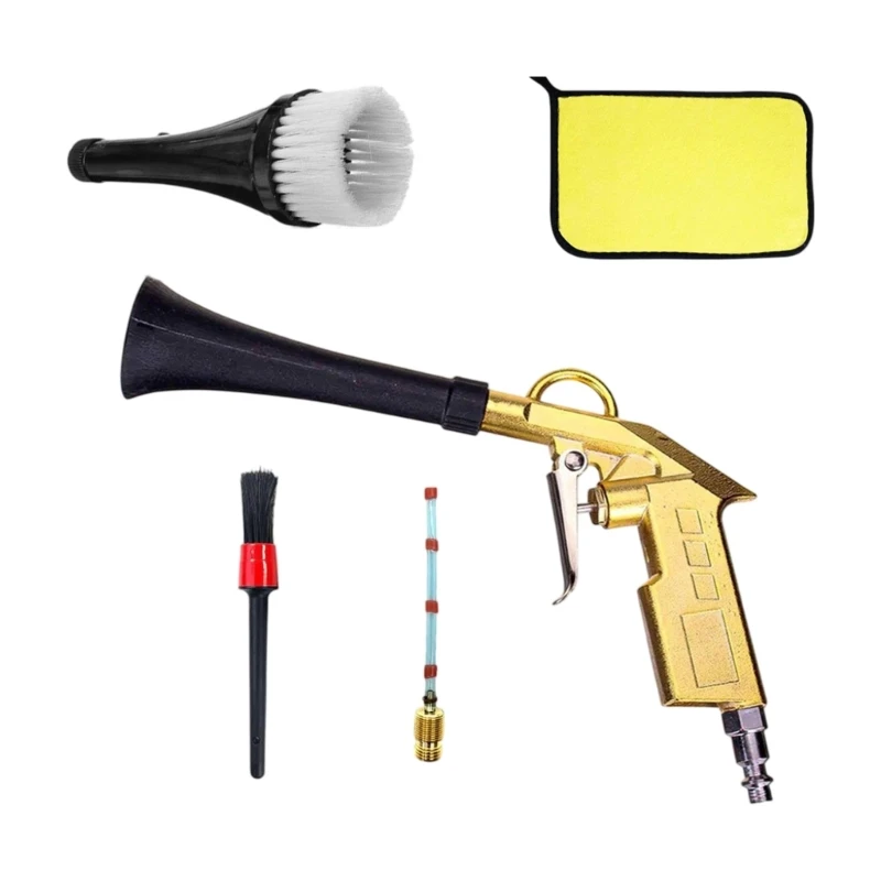 D5BE Car Detailing Air Cleaning with Brush Attachments, 5 Piece Dust Cleanup Tool Set for Dashboard Panels, Mat Edges and