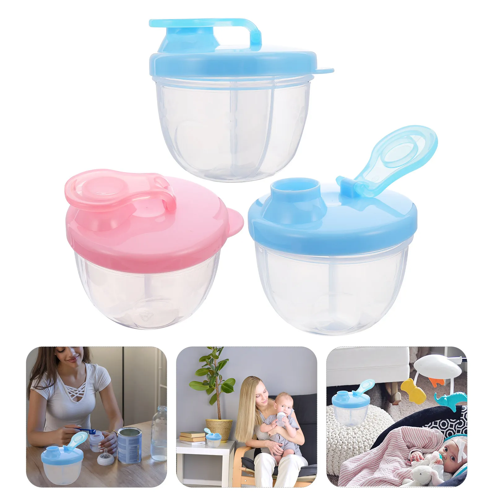 

3Pcs Milk Powder Container 3 Compartments Sealed Leakproof Infant Travel Outdoor Organizer Dispenser Portable Portable Baby Food