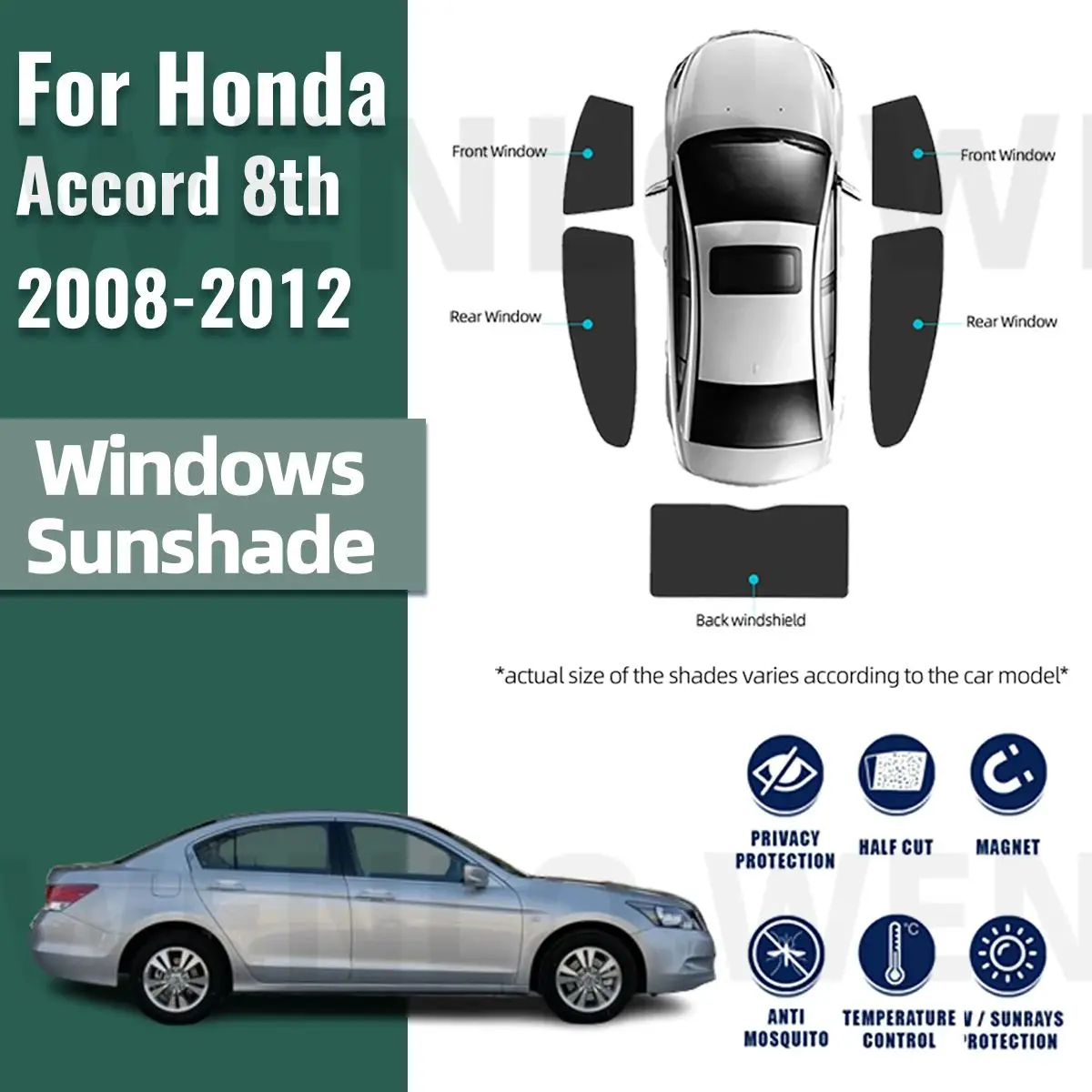 

Магнитный автомобильный солнцезащитный козырек для Honda Accord Sedan 2008-2012, занавеска на переднее ветровое стекло, заднее боковое детское окно, солнцезащитный козырек