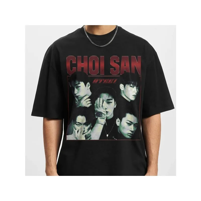 Choi San Ateez pattern men's and women's T-shirt, soft, a must-have for casual streets all year round