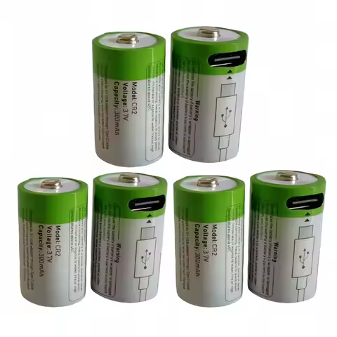6pcs/lot cr2 Rechargeable Lithium Battery 300mAh USB Rechargeable Battery 1/2AA 3.6V PLC Electronic Equipment Lithium Battery