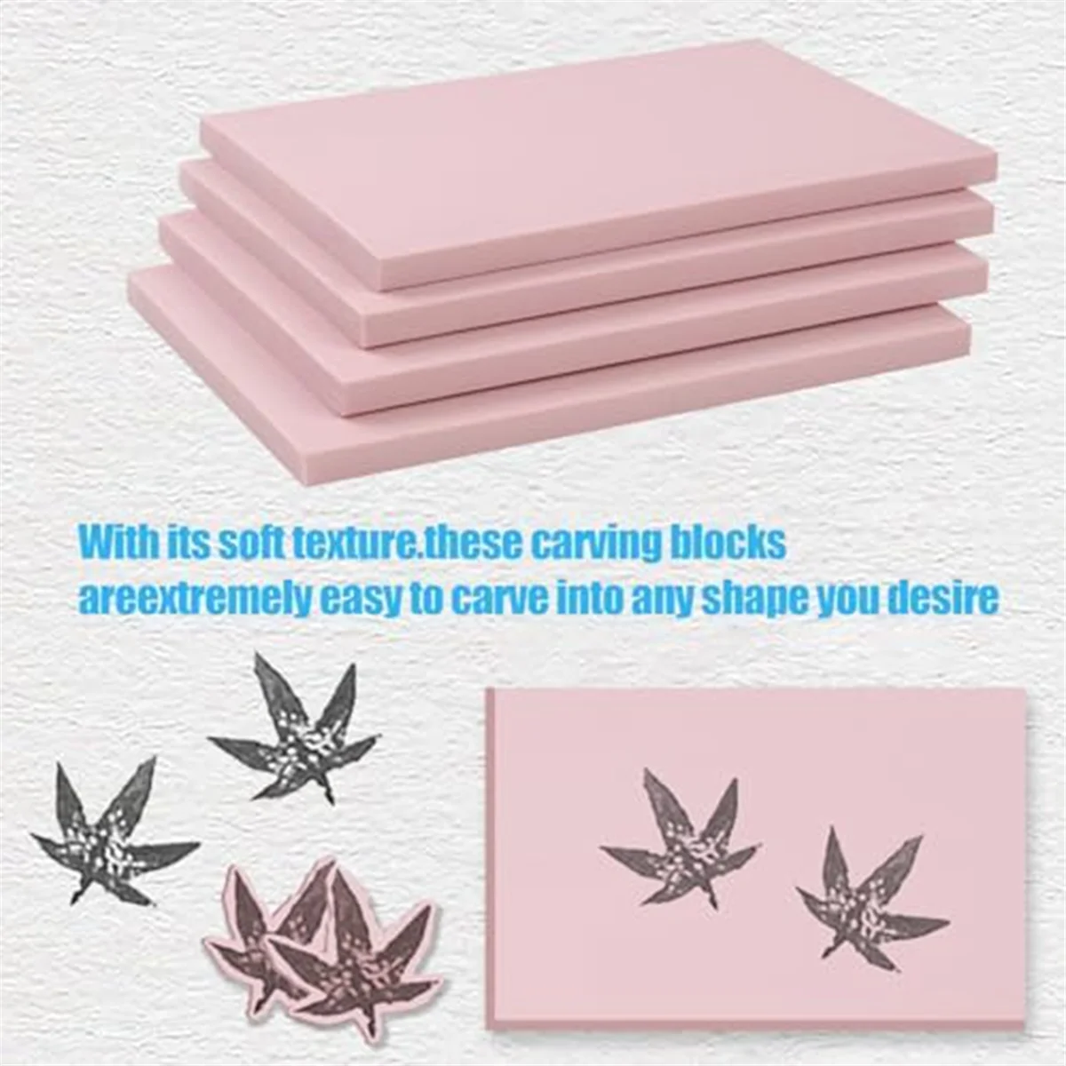 4-Piece 15 X 10cm Pink Rubber Engraved Linoleum Block Stamp Making Kit for Print ProductionJAS