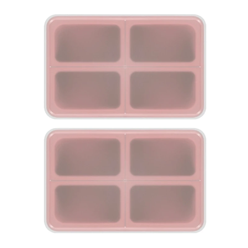 2Pcs Silicone Freezer Trays Ice Cubes Freezer Molds for Soup and Storage 203C