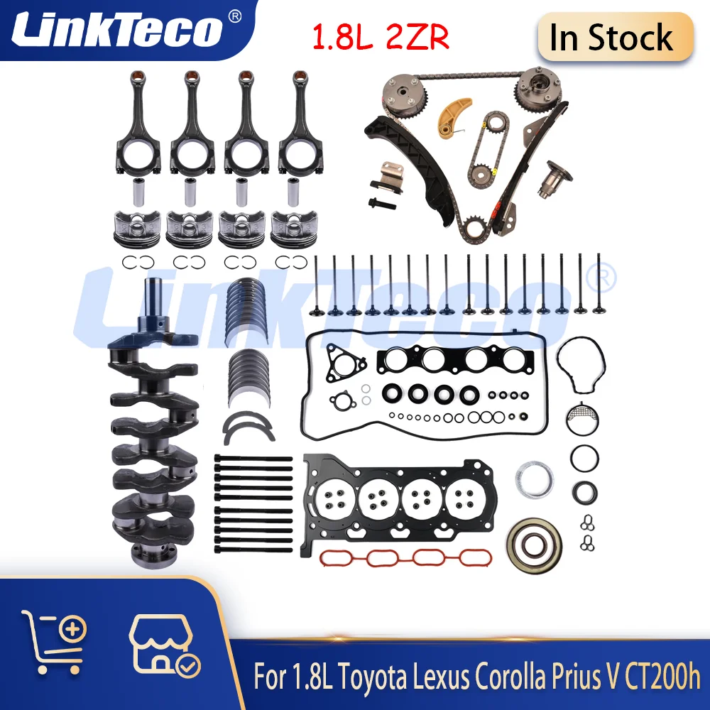2ZR-FE Crankshaft Kit Full Gasket Set Piston Valves Conrod For 10-20 1.8 L Toyota Prius Corolla LEXUS CT200H Engine Rebuild Kit
