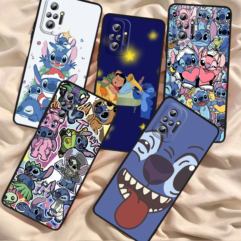 

Stitch Disney Cartoon Fashion For Xiaomi Redmi Note 13 12R 12 12S Turbo 11 11T 11S 10 10S Pro Plus 5G Black Back Phone Case