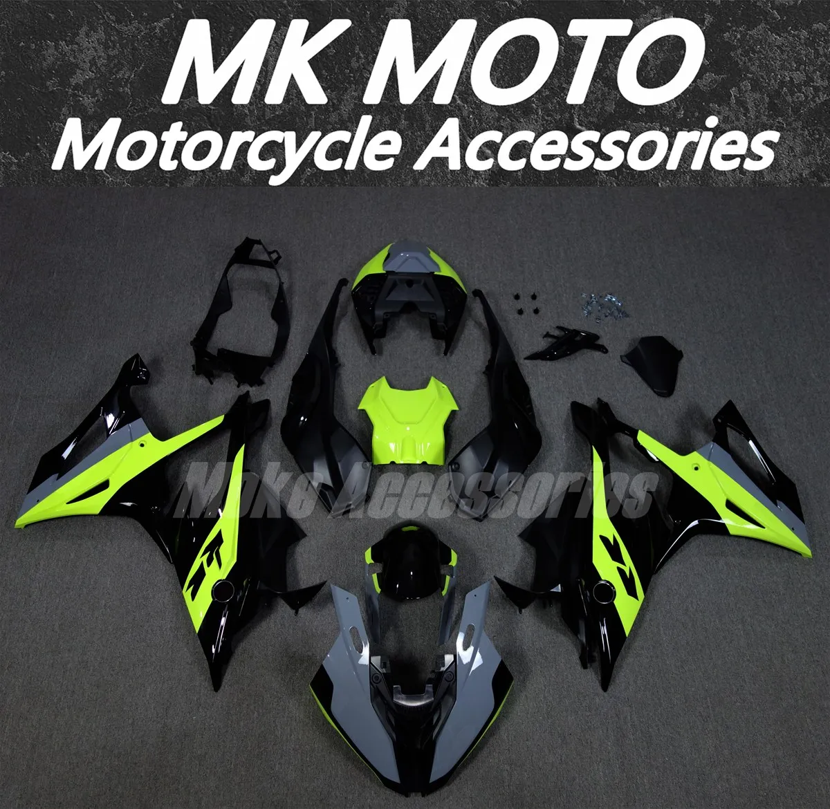 

Moke moto Fairings Kit Fit For M1000RR S1000rr 2019 2020 2021 2022 Bodywork Set Injection Gray Neon Fluorescence Bright Black