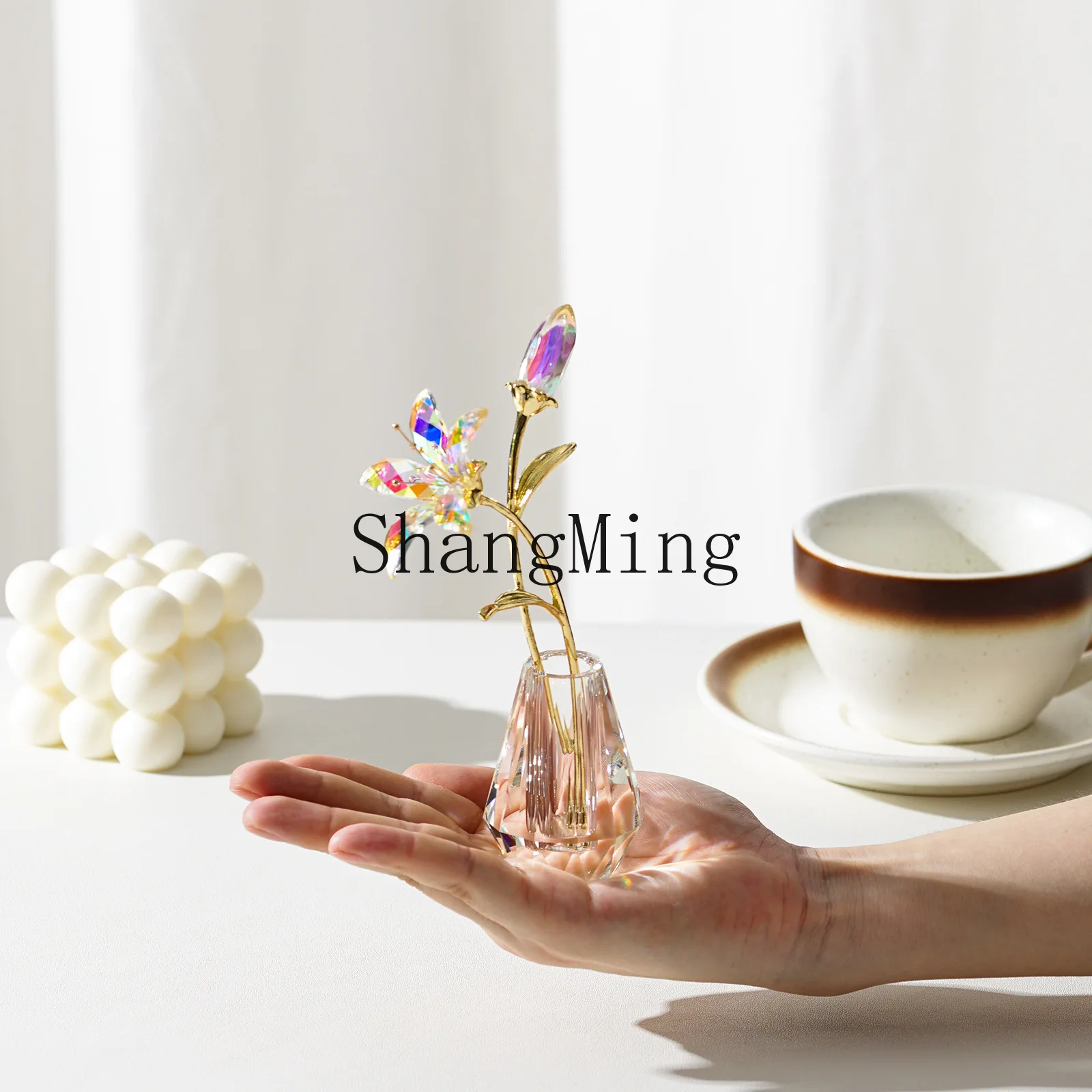 DSA crystal lily gift small ornament simple modern with vase living room soft handicraft