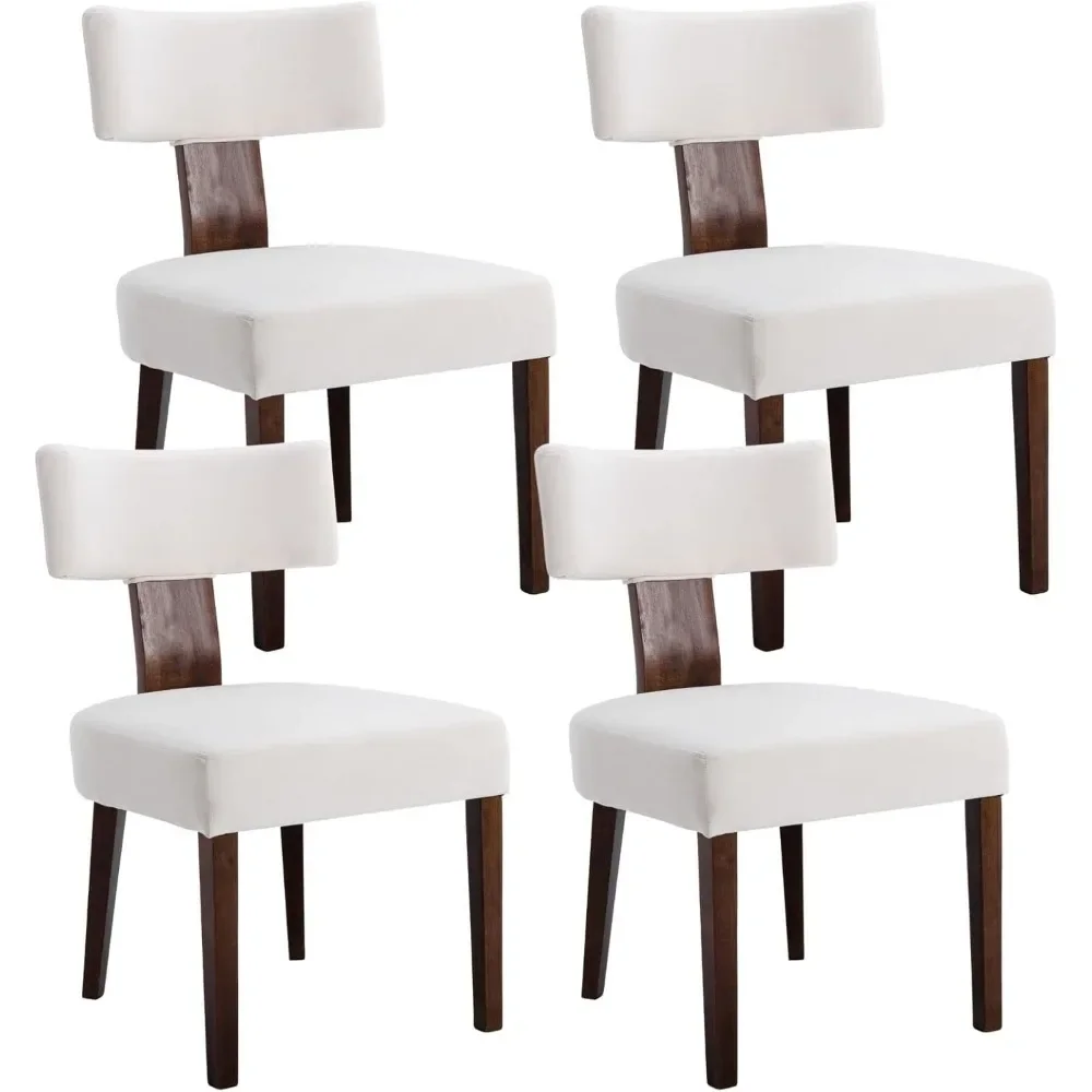 

Set of 4 Mid Century Modern Dining Chairs, Farmhouse Velvet Upholstered Accent Chair Curved Backrest Kitchen Chairs