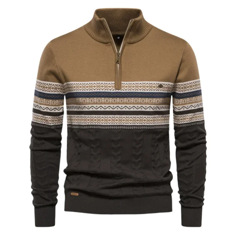 Autumn Winter Men Knitwear Half Zipper Pullovers Sweater Male v-Neck Knitted Jumpers Casual Sweaters Sweatshirts Man Clothes 2XL