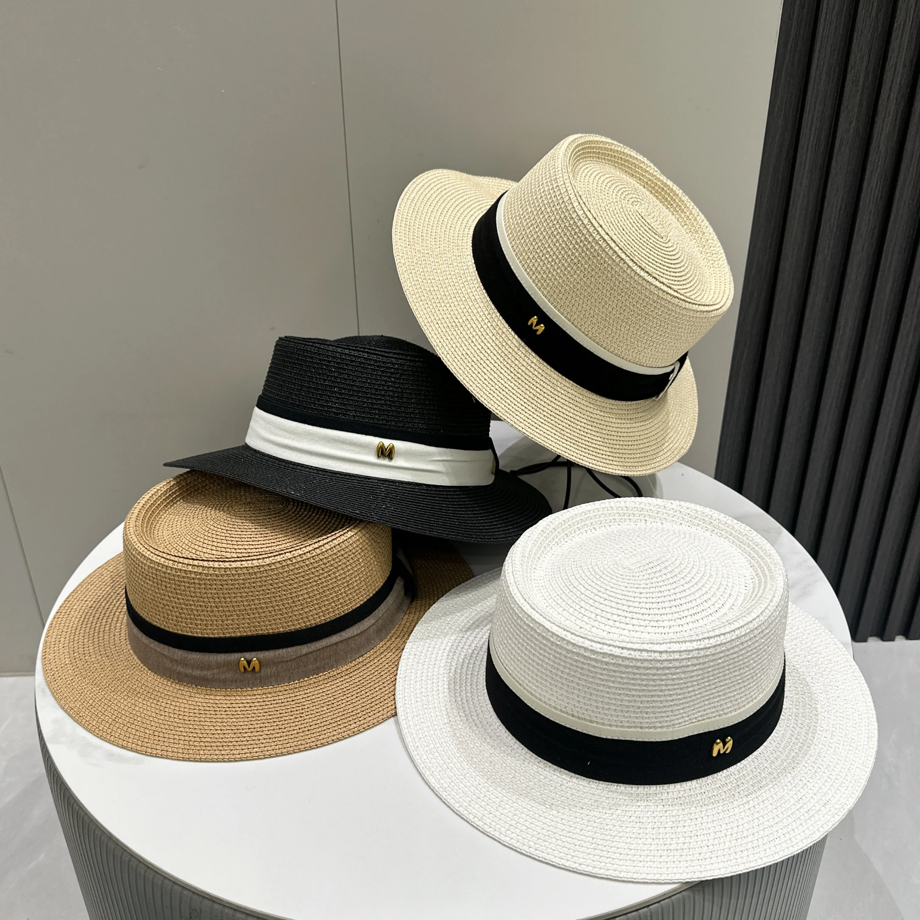 Elegant Dome Fisherman's Hat Woman's Spring And Summer Sunshade Sunscreen Caps Fashionable Tidal Current Straw Hats