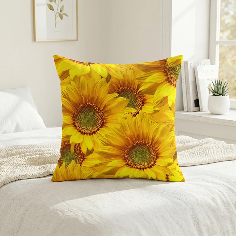

Country Style Sunflower Pillow Cover Floral Decorative Throw Pillowcase for Couch Sofa Living Room Aesthetic Home Decoration