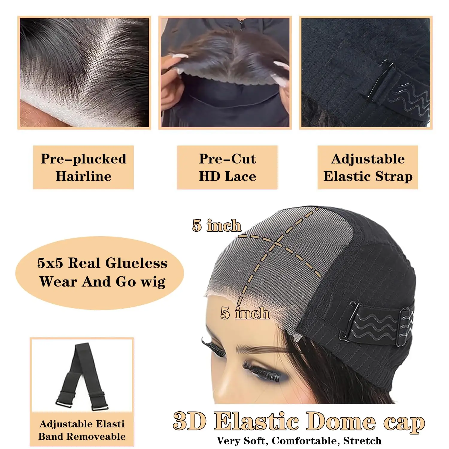 شعر مستعار مجعد بدون صمغ شعر بشري جاهز للارتداء قبل القطع 4x4 5x5 Hd الدانتيل إغلاق غلويليس قبل قطعها للنساء السود مجعد عميق