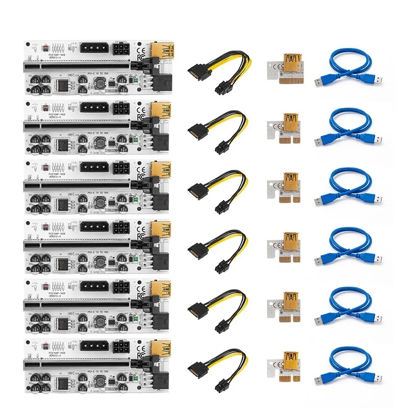 Go! 6 Pcs Pcie Riser 010 010X VER010 010S Plus USB 3.0 pci e Express Cable Cabo Riser GPU X16 Extender PCI-E Riser Card adapter