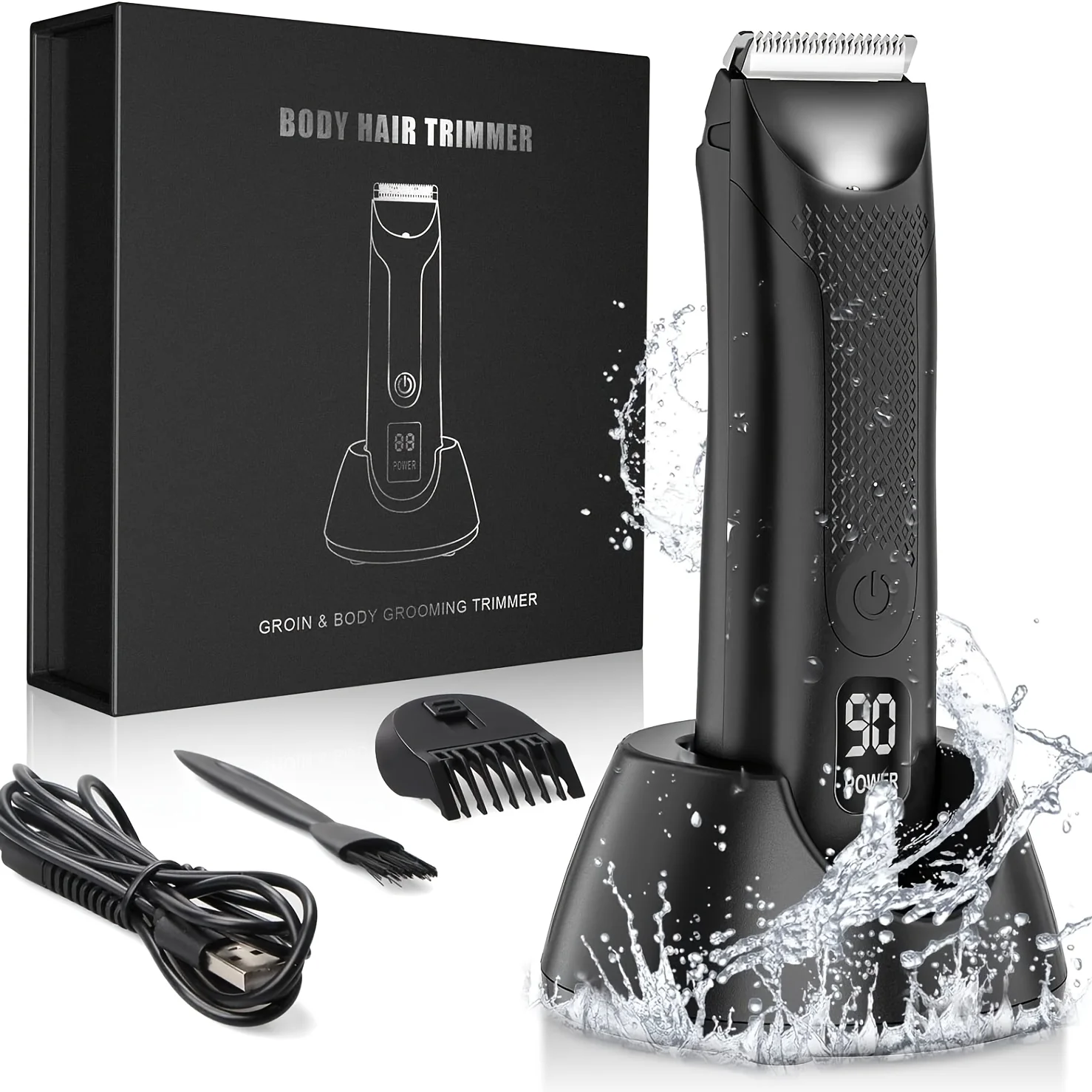

Body Hair Trimmer for Men, Beard Trimmer for Men, Electric Pubic Hair Groin Hair Trimmer with Charging Dock, ﻿