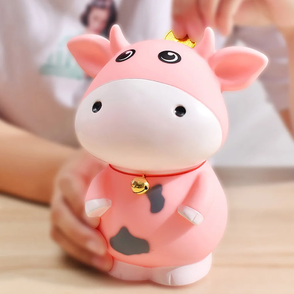 

Ox Shape Pink Ceramic Money Bank For Coin Storage Saving Organizer Large Capacity Birthday Gift Piggy Bank